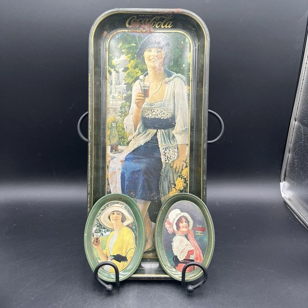 Lot Of 3 VTG Tin Coca-Cola Advert Trays 19
